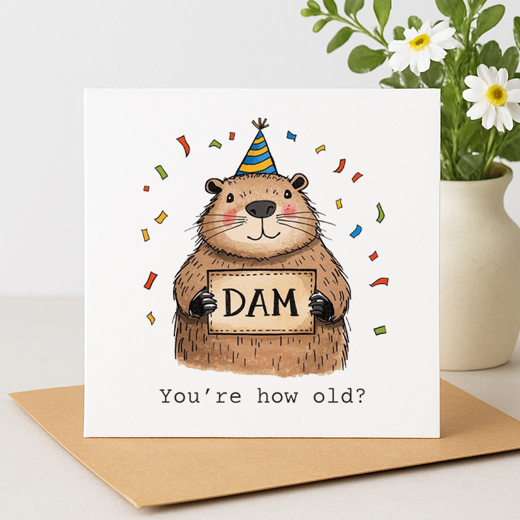Funny Beaver Birthday Card