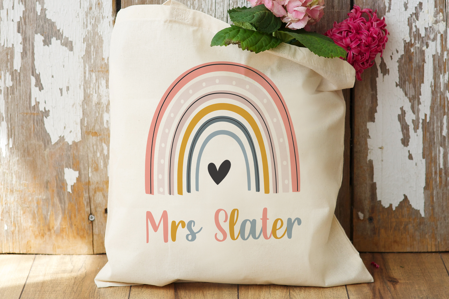 Rainbow Teacher Tote Bag
