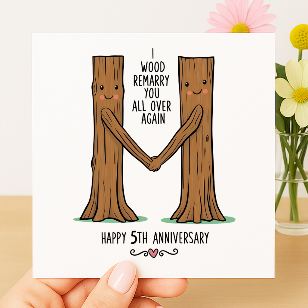 I Wood Remarry You Again 5th Anniversary card - 5th Anniversary Card