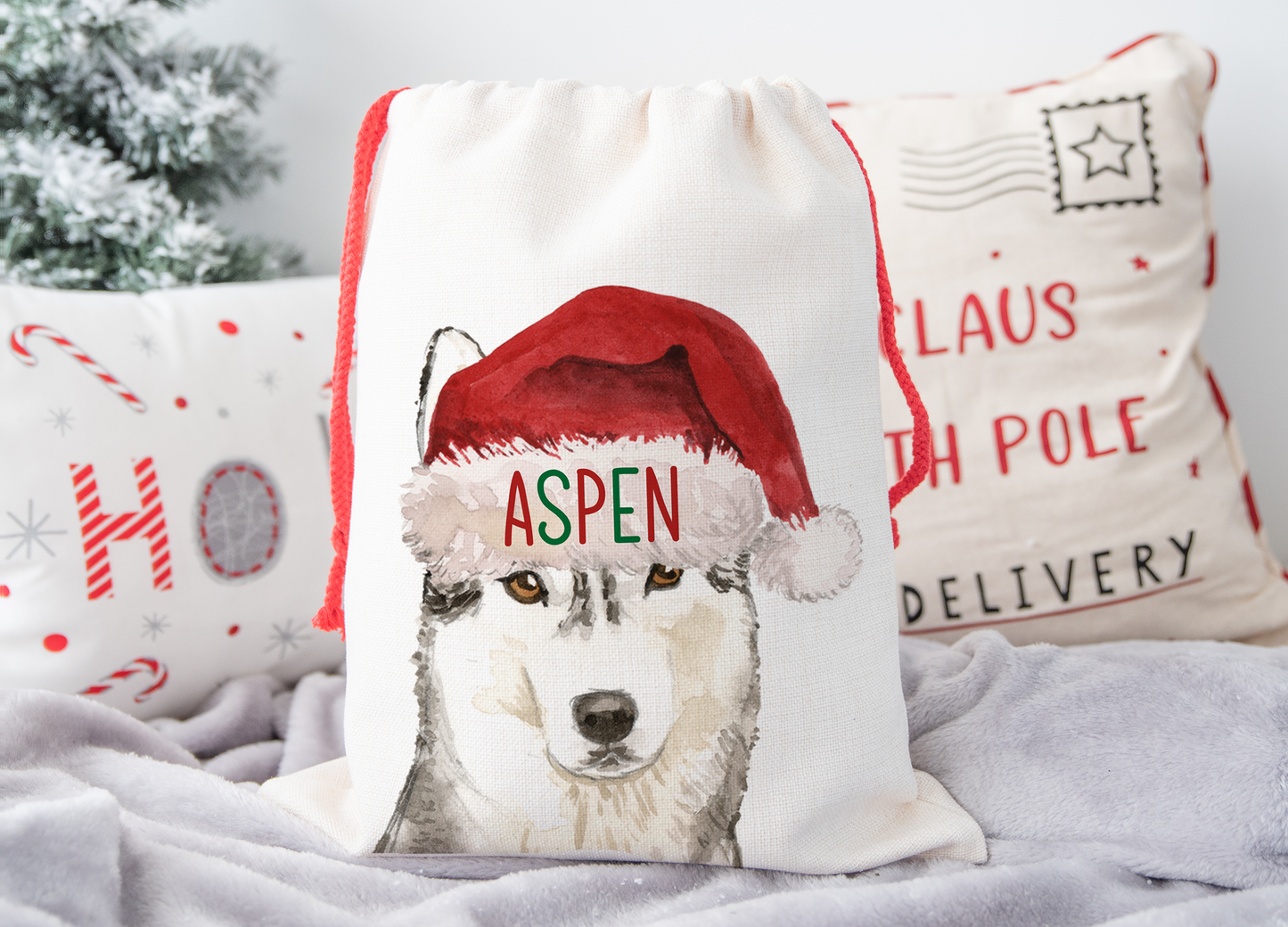 Personalised Husky Christmas Sack