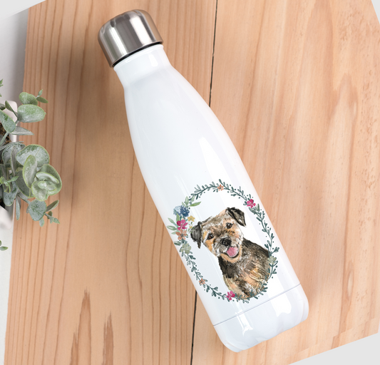 Floral Border Terrier Drinks Bottle