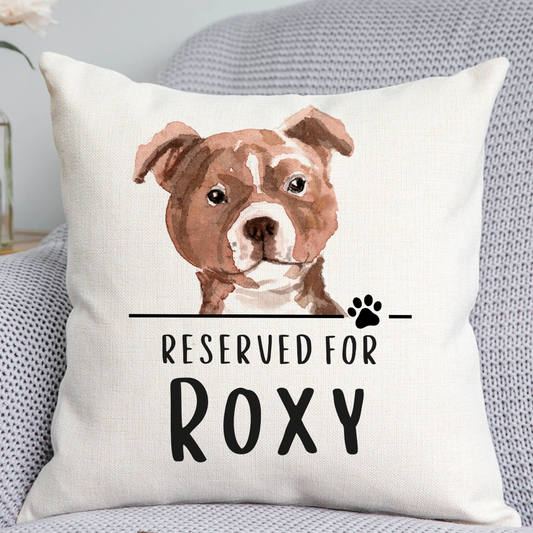 Staffie Reserved For Dog Cushion