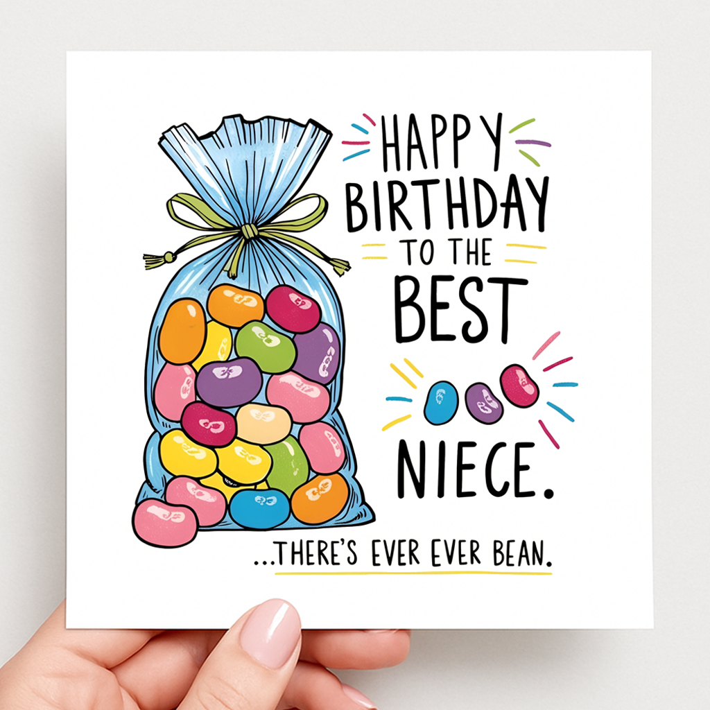 “Best Niece Jelly Bean” Birthday Card:
