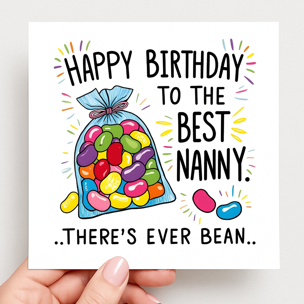 Best Nanny Jelly Bean Birthday Card
