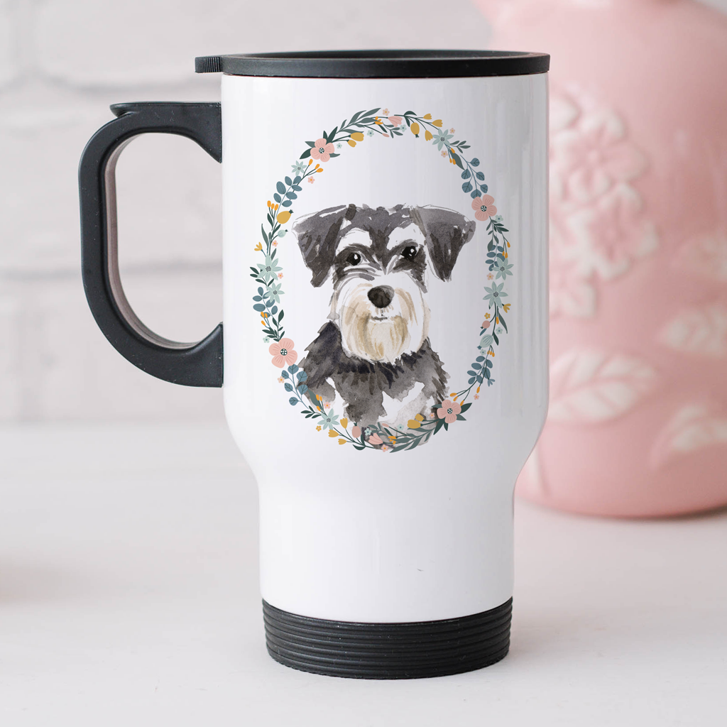 Floral Schnauzer Travel Mug