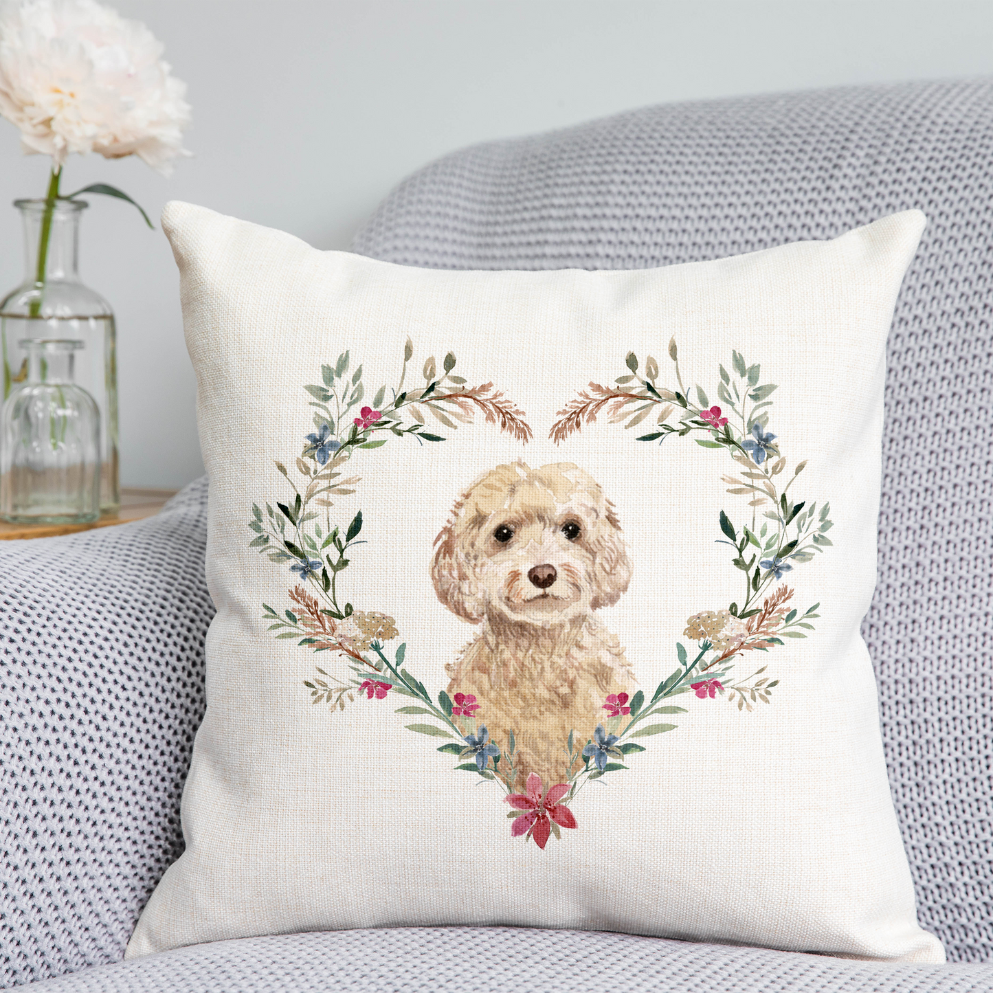 Floral Cockapoo Cushion