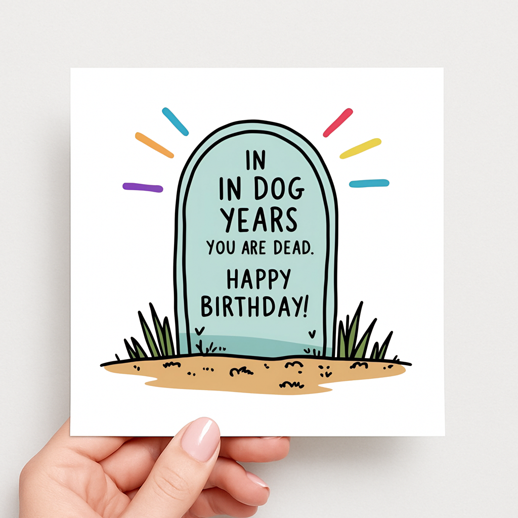 “In Dog Years You Are Dead” birthday card