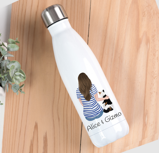Customisable Lady & Cat Drinks Bottle