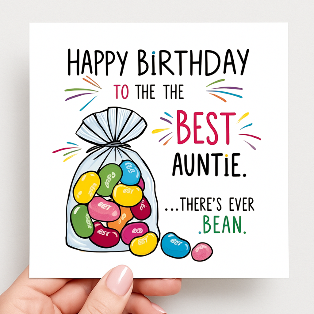 Best Auntie Jelly Bean Birthday Card