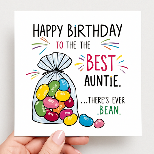 Best Auntie Jelly Bean Birthday Card
