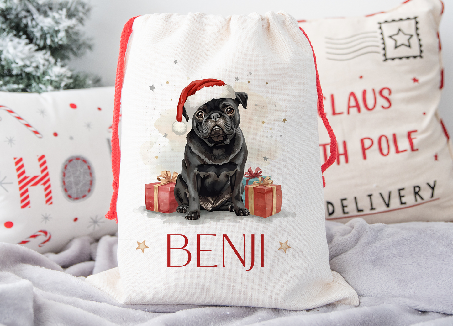 Pug Christmas Sack