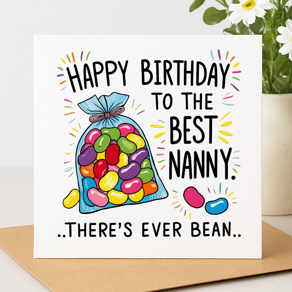 Best Nanny Jelly Bean Birthday Card