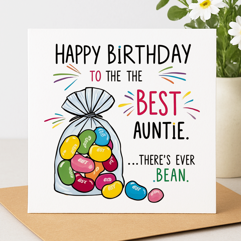 Best Auntie Jelly Bean Birthday Card