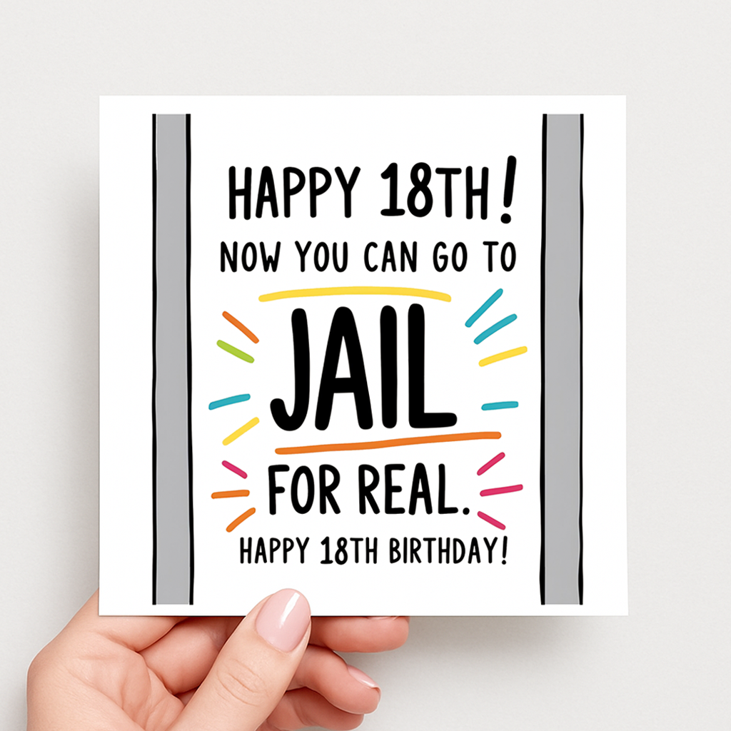 Go To Jail - Funny 18th Birthday Card