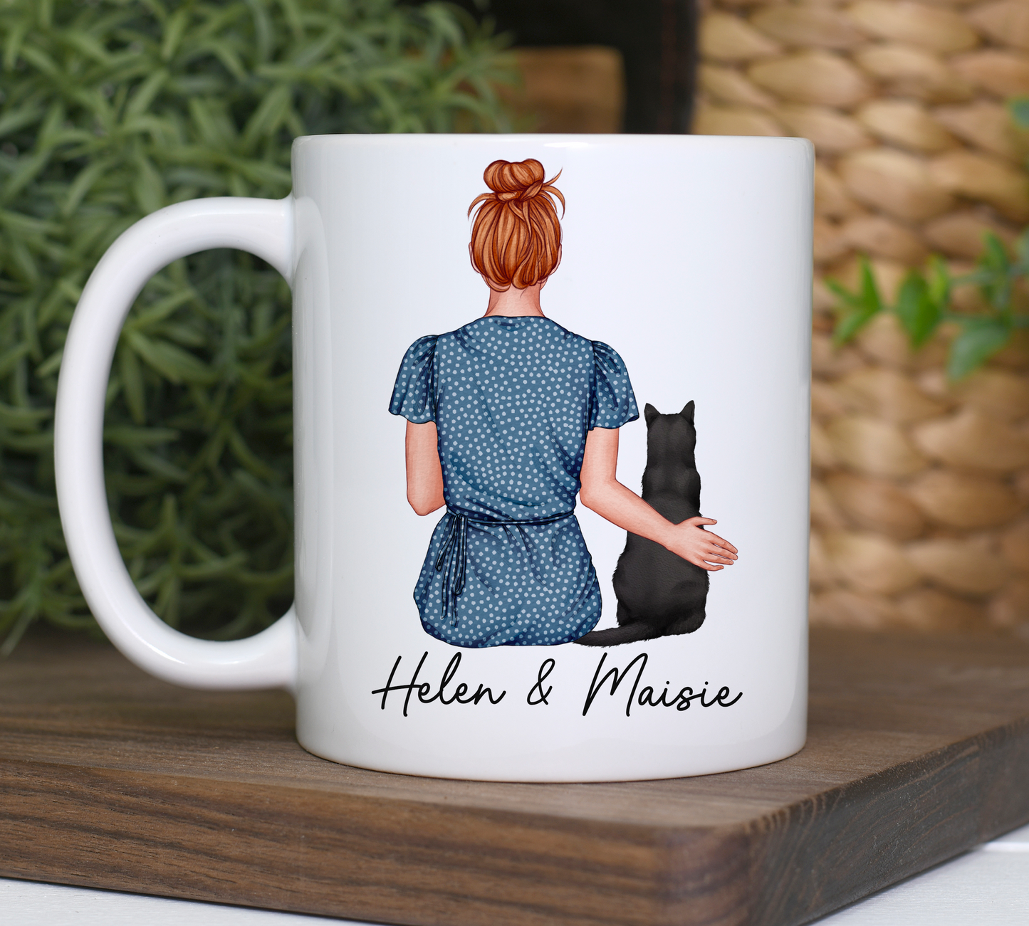 Customisable Lady & Cat Mug