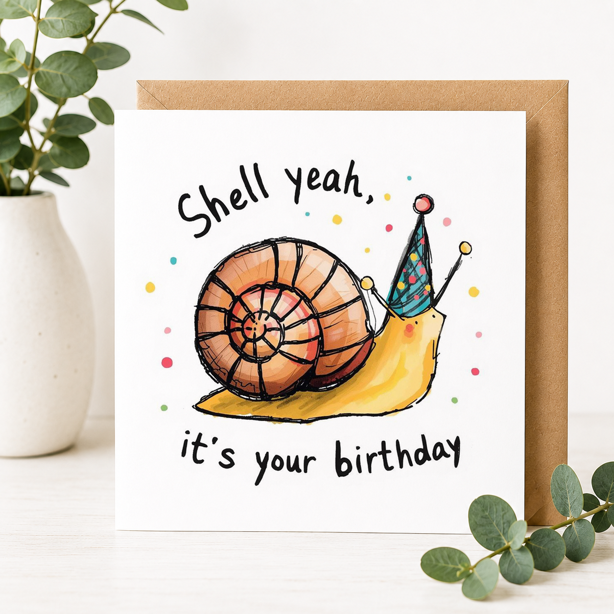 Snail Birthday Card – Shell Yeah, It's Your Birthday!
