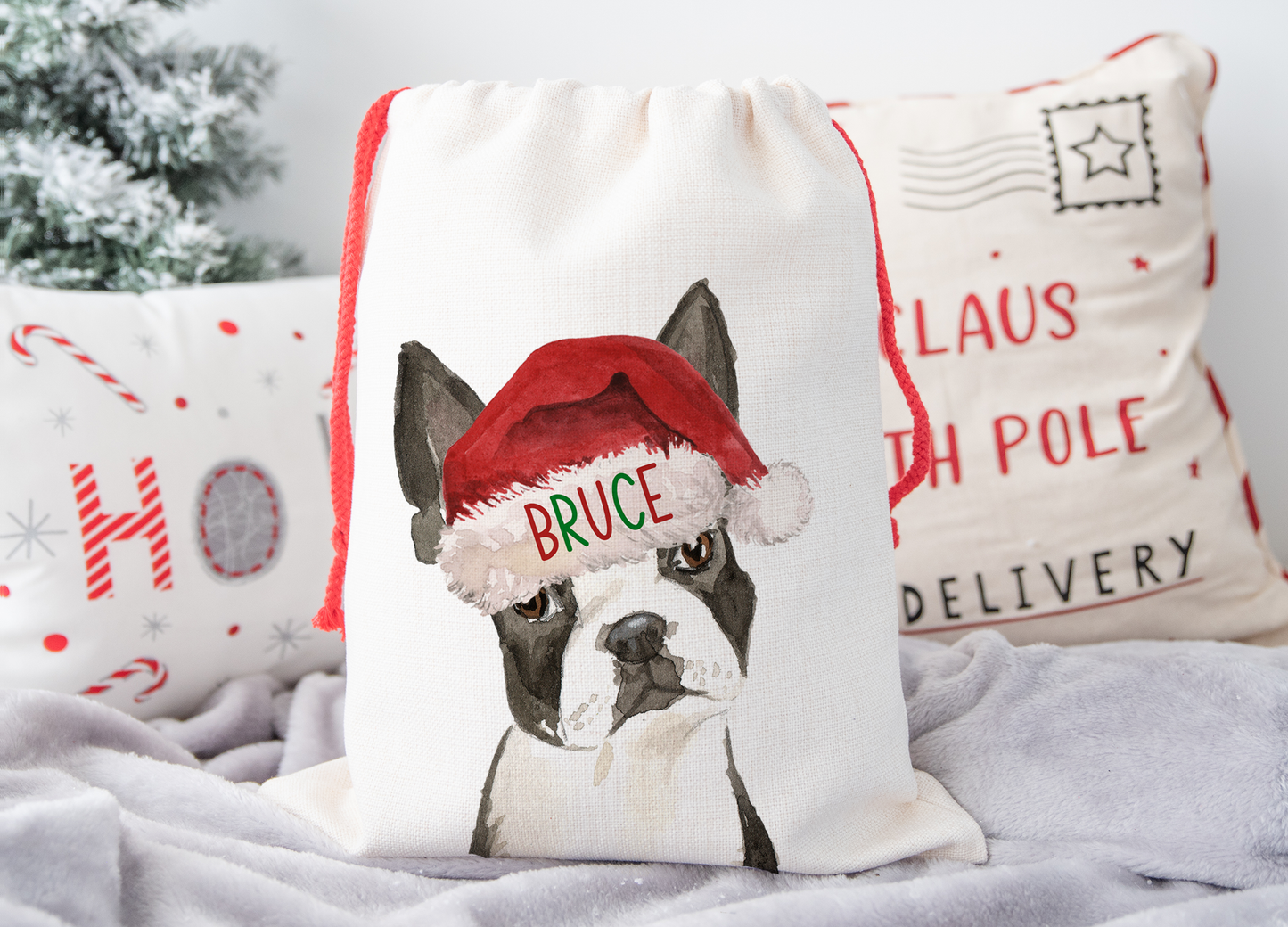 Personalised Boston Terrier Christmas Sack