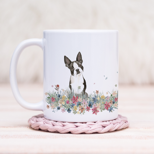 Boston Terrier Floral Wrap Mug