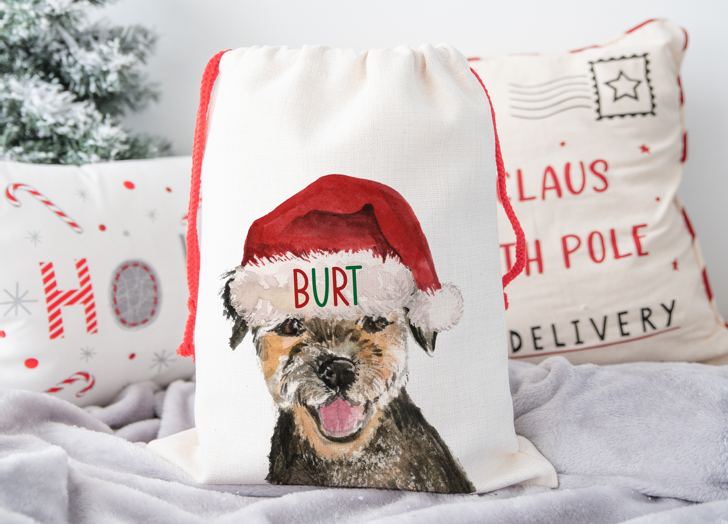 Personalised Border Terrier Christmas Sack