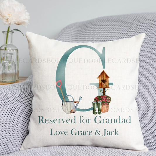 Garden Themed Reserved For Grandad Cushion