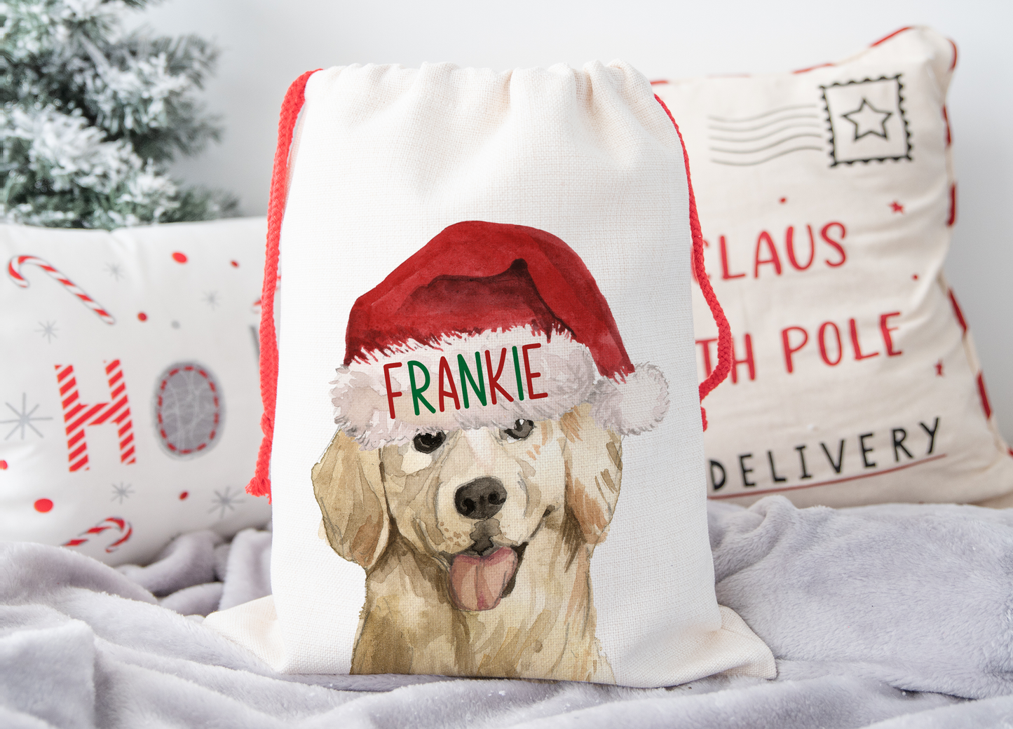 Personalised Golden Retriever Christmas Sack