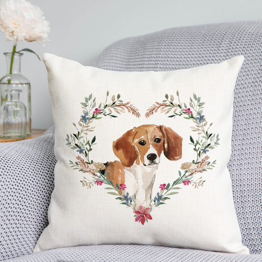 Floral Beagle Cushion