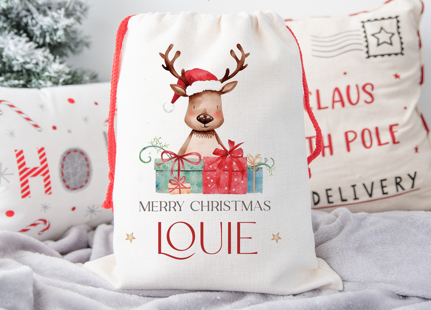 Personalised Reindeer Christmas Sack