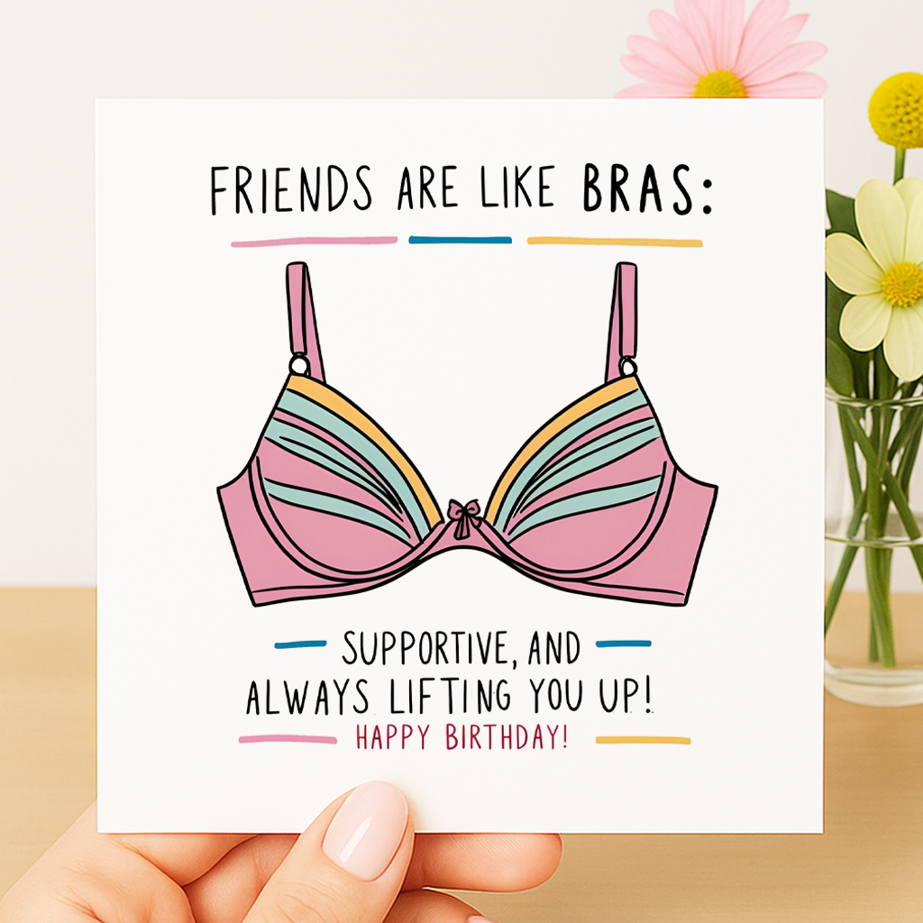 Friends Are Like Bras – Always Lifting You Up birthday card