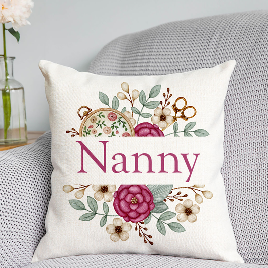 Cross Stitch Themed Nanny Cushion