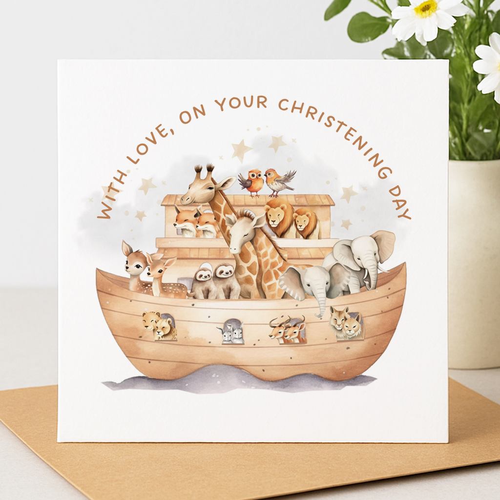 Christening Card | Noah's Ark Christening Card