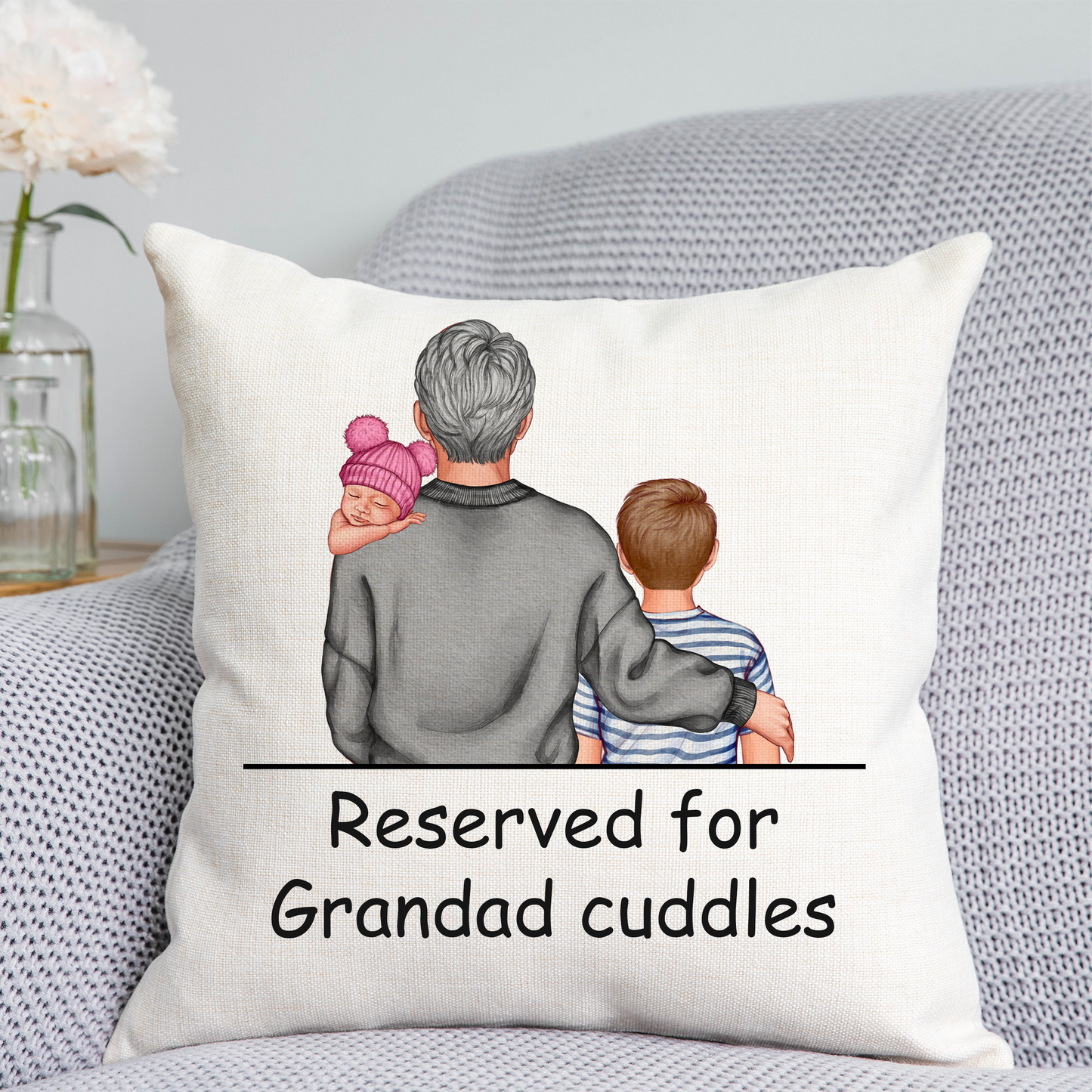 Customisable Grandad and child Cushion