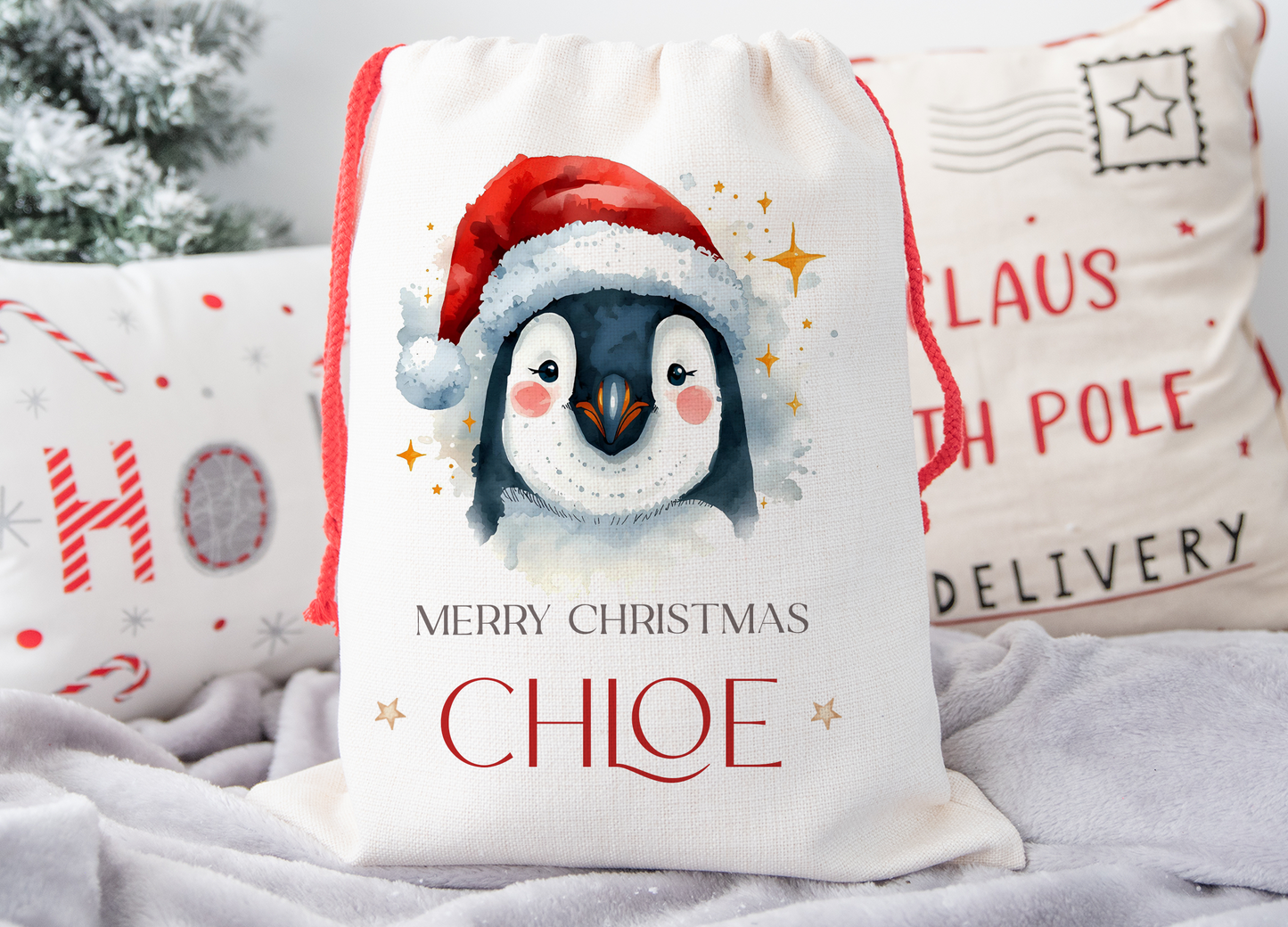 Personalised Penguin Christmas Sack