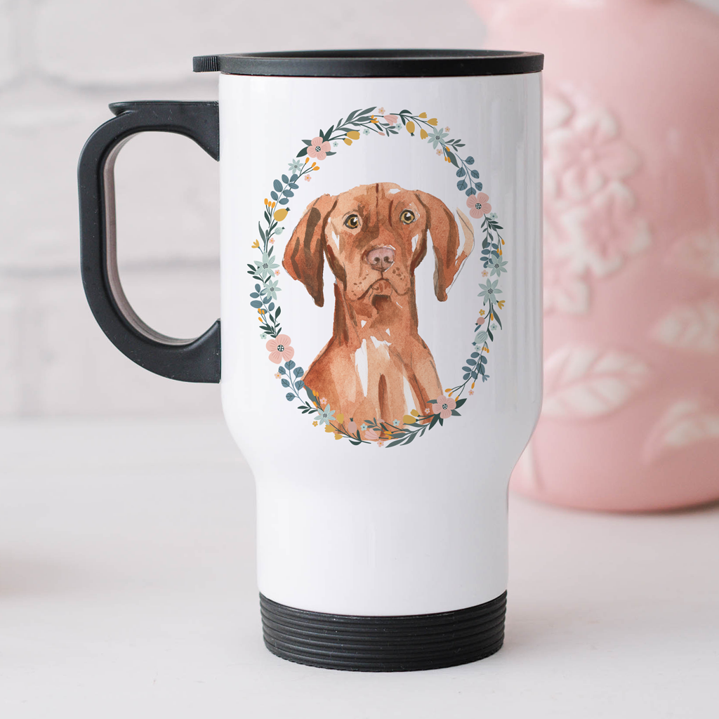 Floral Vizsla Travel Mug