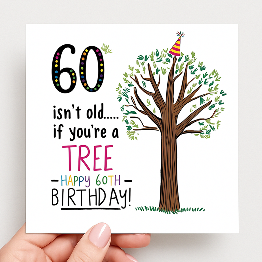 "60 Isn’t Old If You’re a Tree” funny birthday card: