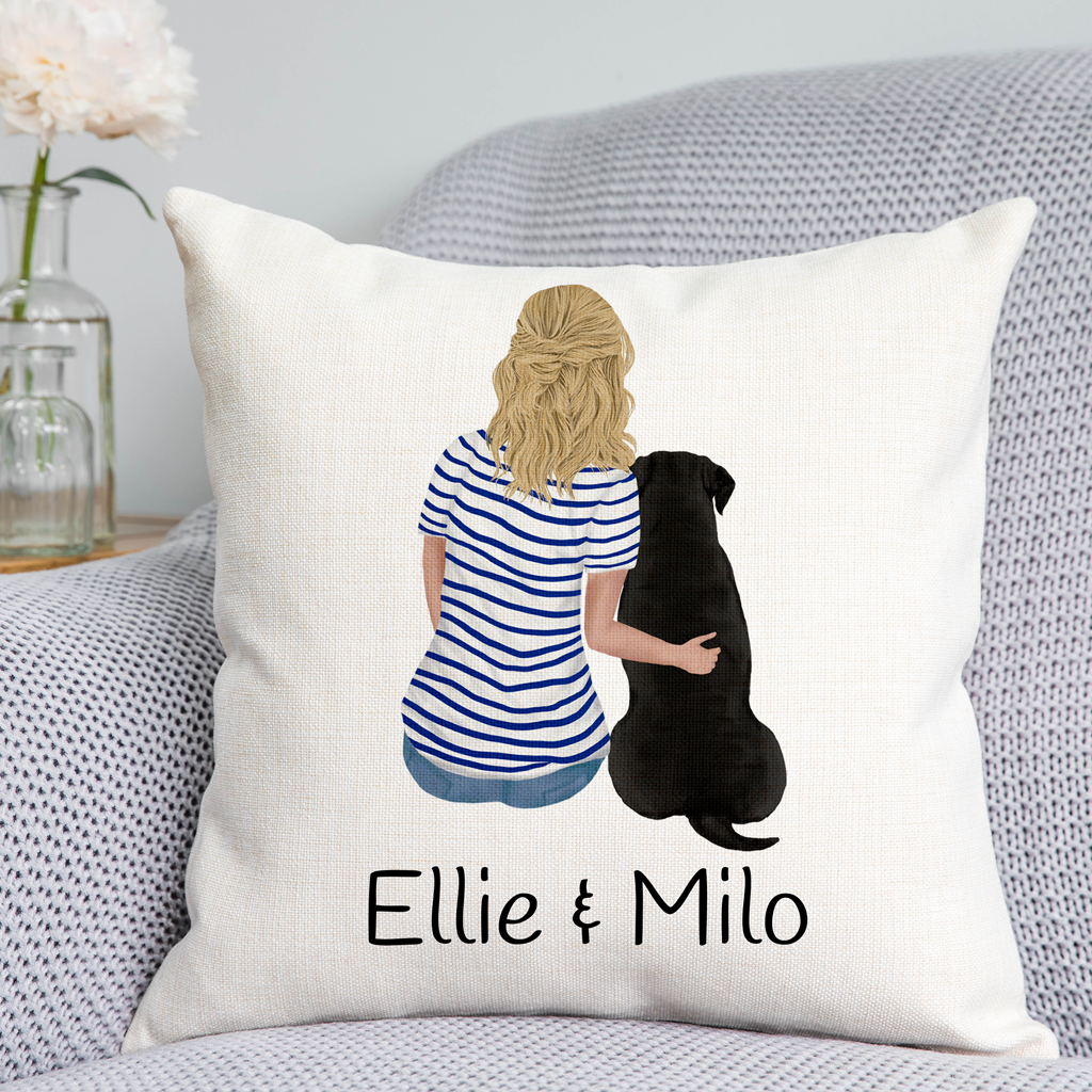 Customisable Lady & Dog Cushion