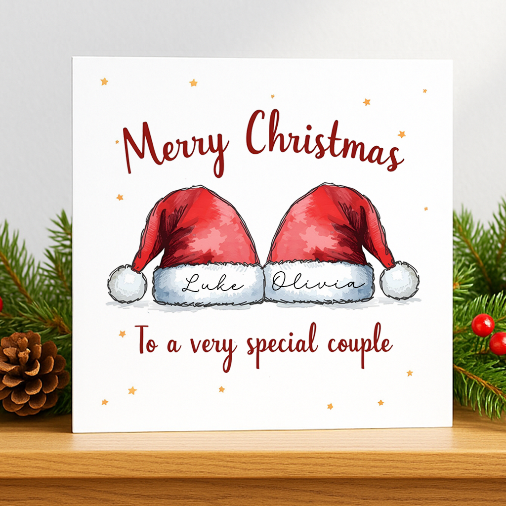 Personalised Santa hat Christmas Card
