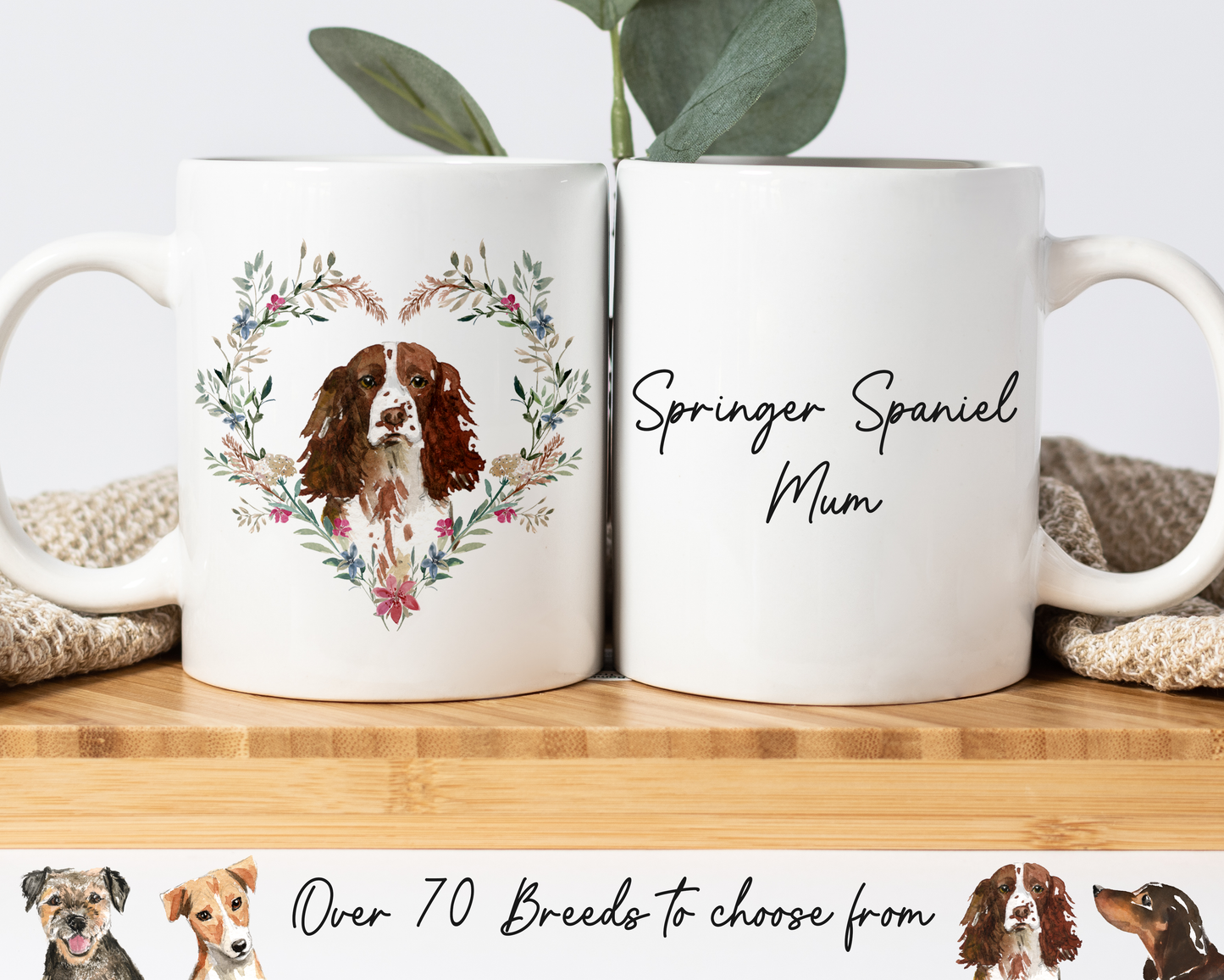 Floral Dog Mum Mug (Lots of Dog Breeds to choose from)