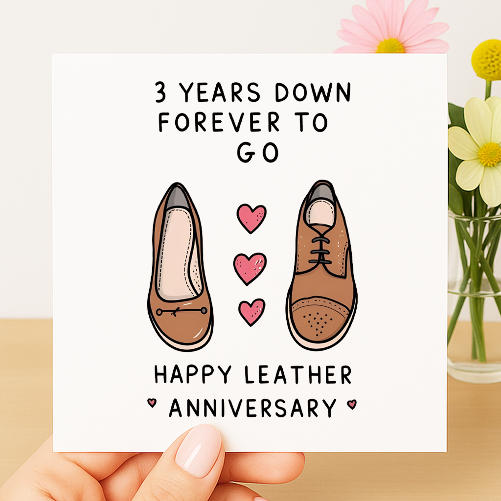 3 Years Down, Forever to Go – Leather Anniversary card