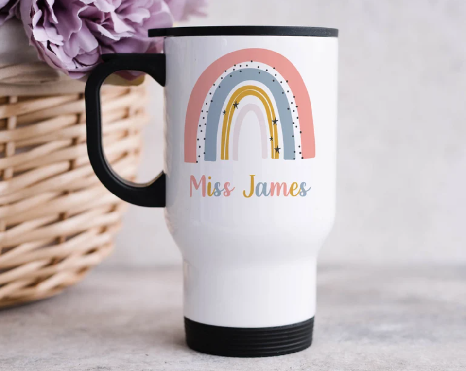 Personalised Tacher Rainbow Travel Mug