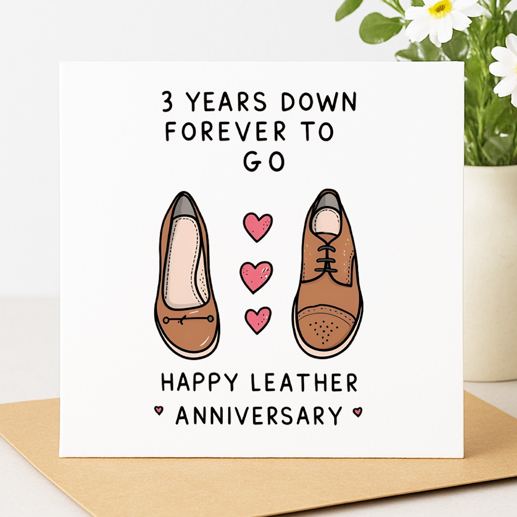 3 Years Down, Forever to Go – Leather Anniversary card
