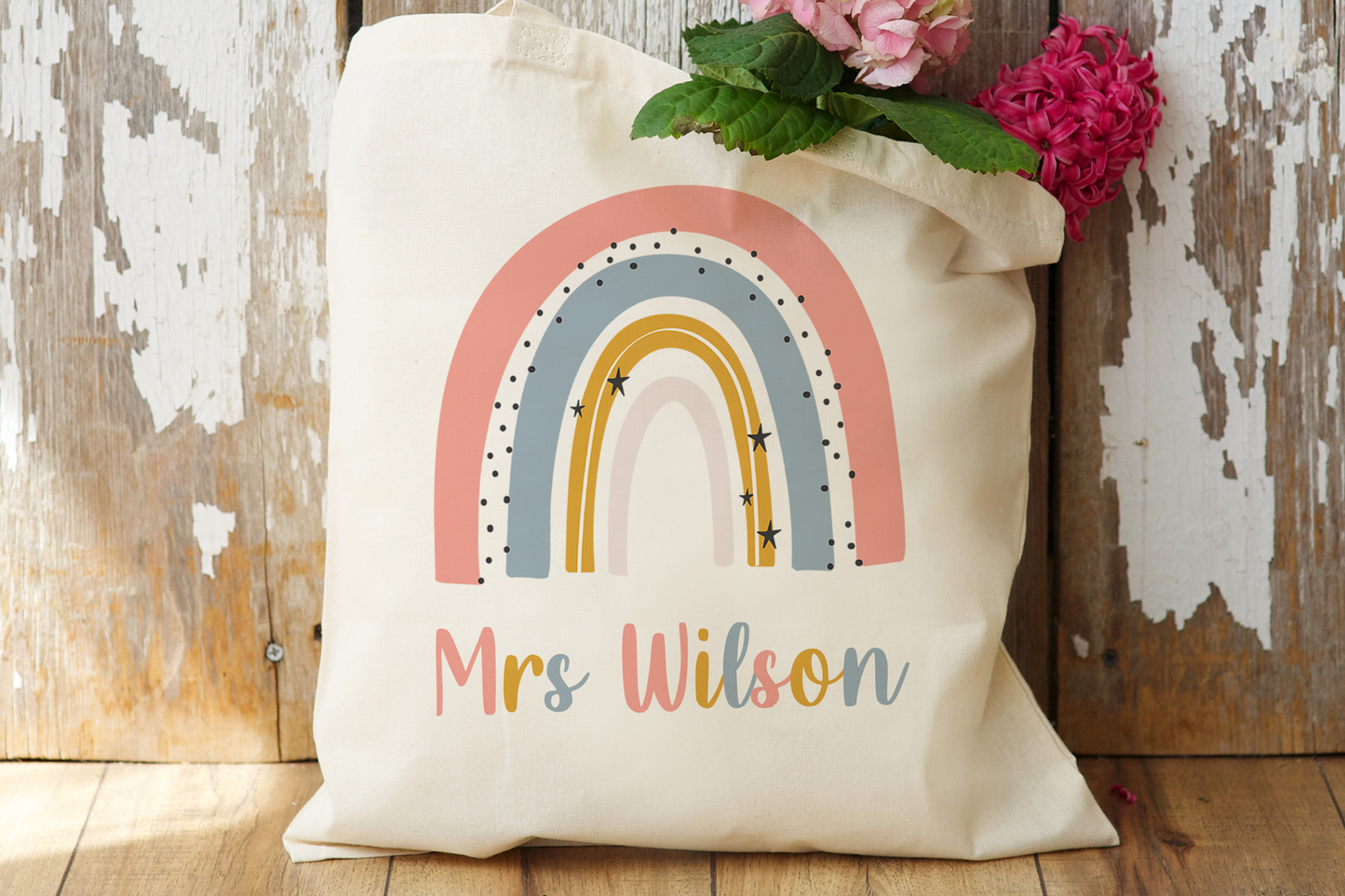 Rainbow Teacher Tote Bag