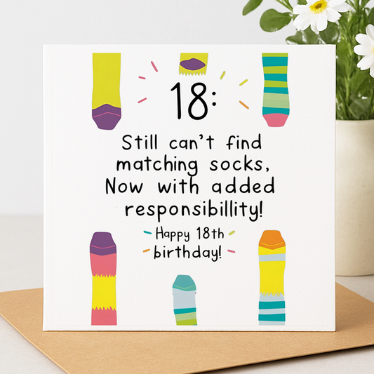Odd Socks - Funny 18th Birthday Card