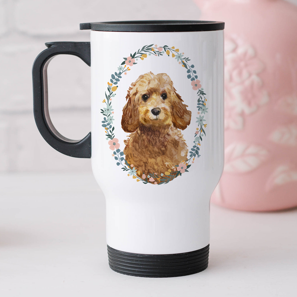 Floral Cockapoo Travel Mug