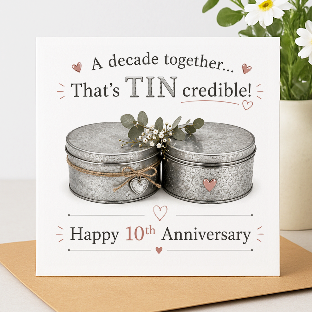 10th Anniversary Tin Wedding Anniversary Card