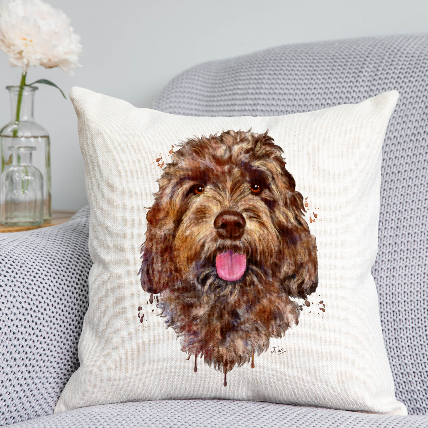 Brown Cockapoo Cushion