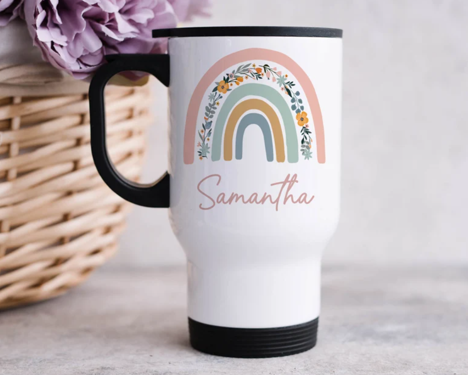 Personalised Rainbow Travel Mug