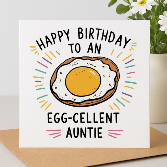 Egg-cellent Auntie birthday card
