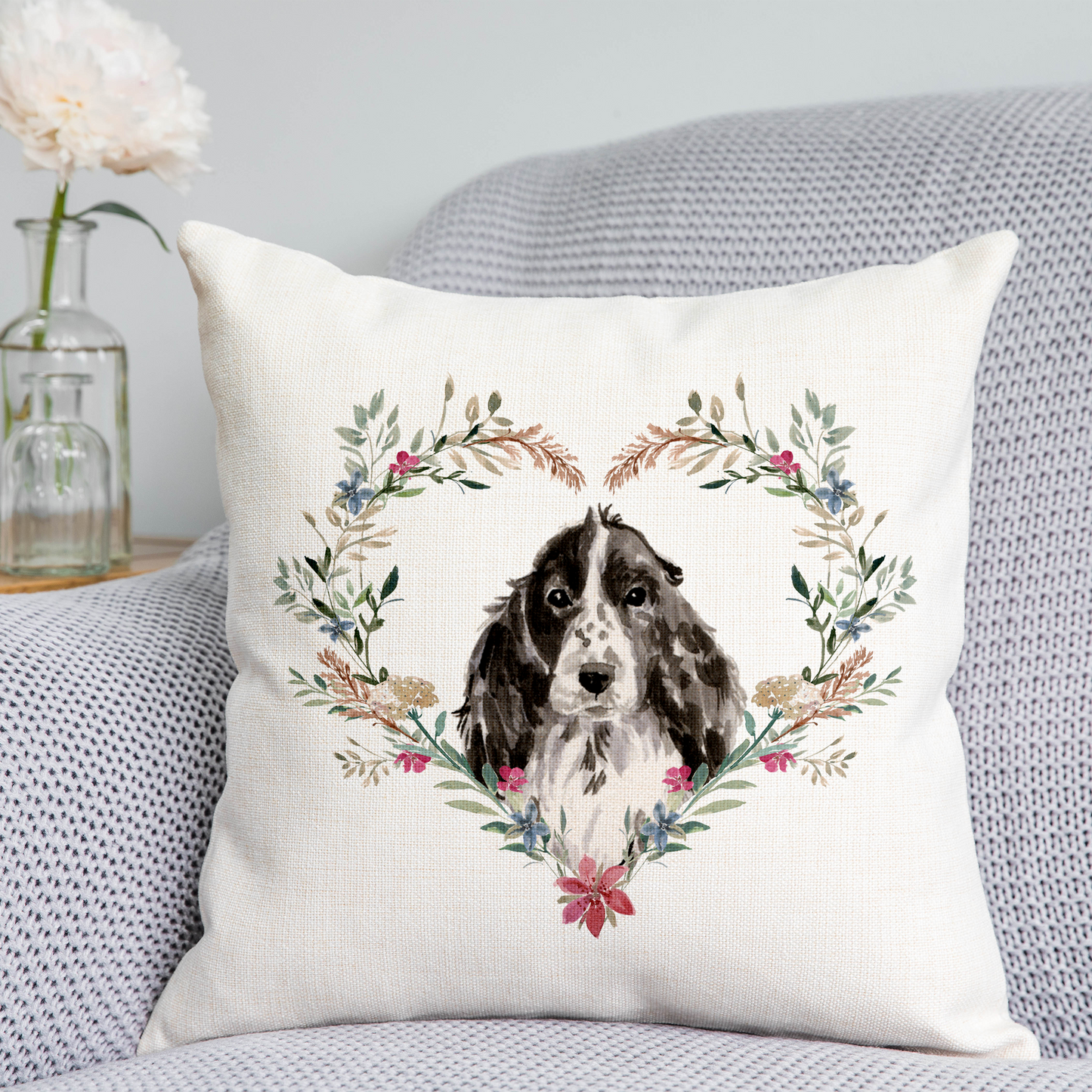 Floral Cocker Spaniel Cushion