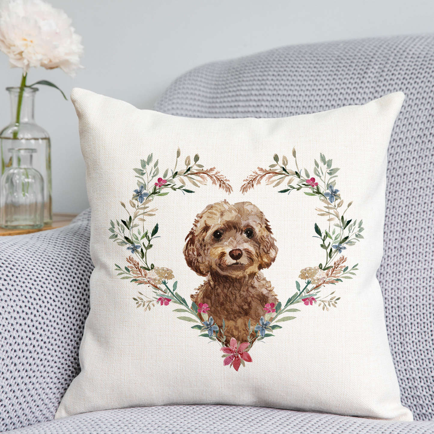 Floral Cockapoo Cushion