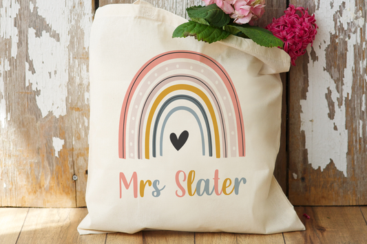 Rainbow Teacher Tote Bag